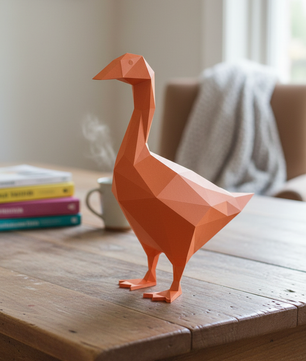 Figura constructor ganso poligonal de papel, manualidad 3D para montar 14x32x23 — PaperCraft DIY