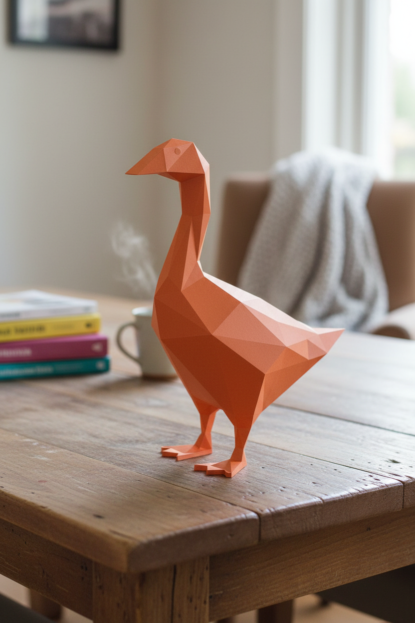 Figura constructor ganso poligonal de papel, manualidad 3D para montar 14x32x23 — PaperCraft DIY