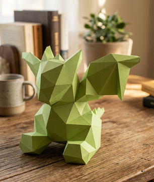 3D small polygonal paper dragon for assembly 23 x 29 x 29 – papercraft DIY kit, modern cardboard sculpture, creative geometric home decoration - Mi tienda