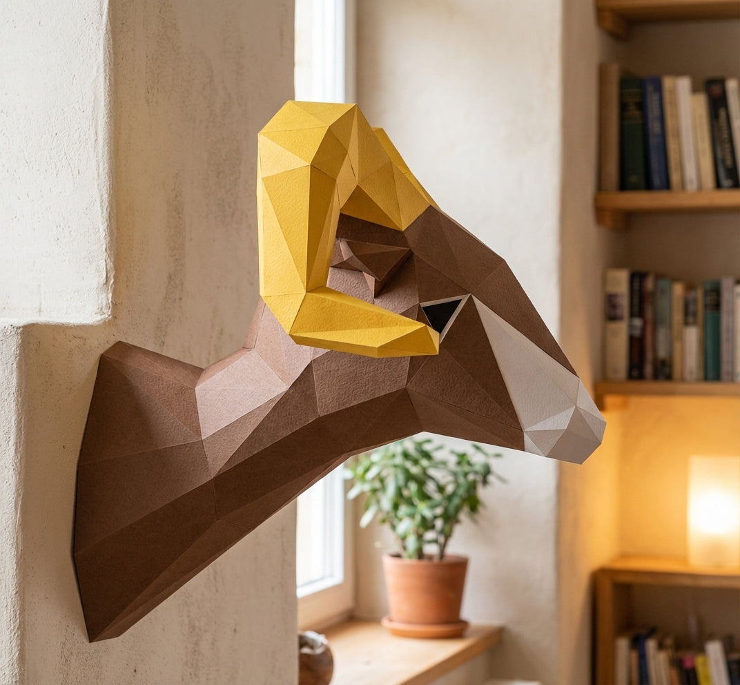 Astronauta pequeño en cohete 3D, figura de papel poligonal para manualidades, 42x32x11 – Manualidad DIY, escultura geométrica moderna para decoración de pared