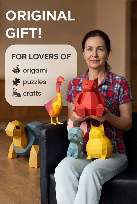 Figura decorativa: búho poligonal de papel con alas desplegadas 75x36x35, manualidades 3D para montar — PaperCraft DIY