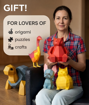 Figura de orcas de papel poligonal 3D para ensamblar 60 x 50 x 20 – kit de manualidades de papercraft decorativo, escultura geométrica moderna para pared sobre la cama