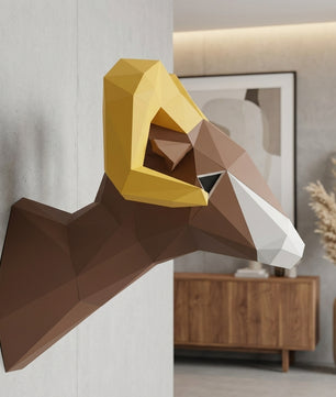 Astronauta pequeño en cohete 3D, figura de papel poligonal para manualidades, 42x32x11 – Manualidad DIY, escultura geométrica moderna para decoración de pared