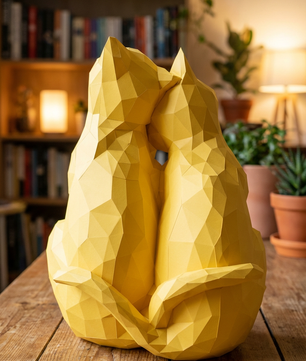 Figura constructor gatos poligonales de papel, manualidad 3D para montar 35x29x26 — PaperCraft DIY, figura de cartón para decoración del hogar