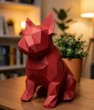 French bulldog figure 3D polygonal paper  35x19x31 – papercraft DIY kit, geometric sculpture for table or shelf - Mi tienda