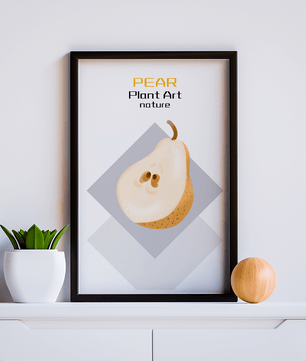 Pear illustration with modern minimalistic design and soft color palette - Mi tienda