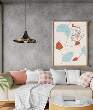 Minimalist abstract face line art with modern organic shapes in soft pastel tones - Mi tienda