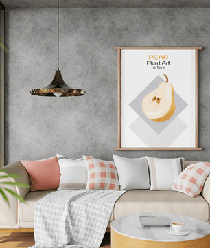 Pear illustration with modern minimalistic design and soft color palette - Mi tienda
