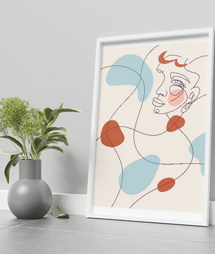 Minimalist abstract face line art with modern organic shapes in soft pastel tones - Mi tienda