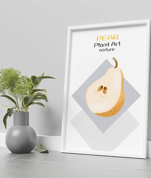 Pear illustration with modern minimalistic design and soft color palette - Mi tienda