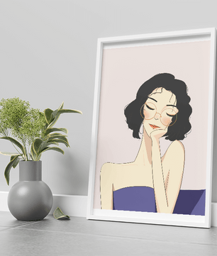 Minimalist modern wall art poster of a stylish woman in glasses | Elegant fashion illustration for home decor - Mi tienda