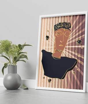Abstract portrait with golden highlights and surreal background - Mi tienda