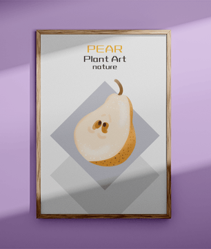 Pear illustration with modern minimalistic design and soft color palette - Mi tienda