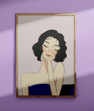 Minimalist modern wall art poster of a stylish woman in glasses | Elegant fashion illustration for home decor - Mi tienda