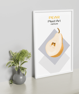 Pear illustration with modern minimalistic design and soft color palette - Mi tienda