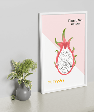 Dragon fruit illustration with modern minimalistic design and pastel background - Mi tienda
