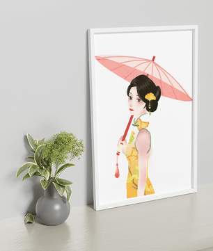 Japanese Geisha Wall Art | Oriental Minimalist Poster | Traditional Asian Decor Print - Mi tienda