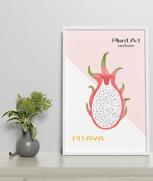 Dragon fruit illustration with modern minimalistic design and pastel background - Mi tienda