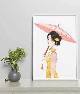 Japanese Geisha Wall Art | Oriental Minimalist Poster | Traditional Asian Decor Print - Mi tienda