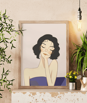 Minimalist modern wall art poster of a stylish woman in glasses | Elegant fashion illustration for home decor - Mi tienda