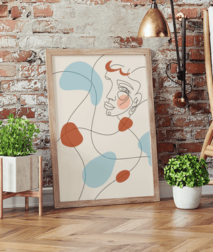 Minimalist abstract face line art with modern organic shapes in soft pastel tones - Mi tienda