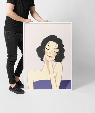 Minimalist modern wall art poster of a stylish woman in glasses | Elegant fashion illustration for home decor - Mi tienda