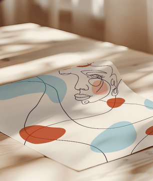 Minimalist abstract face line art with modern organic shapes in soft pastel tones - Mi tienda