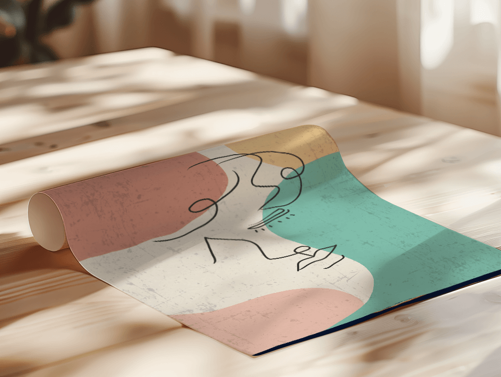 Abstract face line art with pastel colors, modern minimalist wall decor
