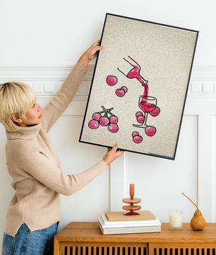 Artistic Illustration of Wine Pouring into a Glass with Grapes