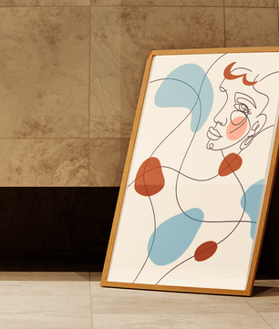 Minimalist abstract face line art with modern organic shapes in soft pastel tones - Mi tienda