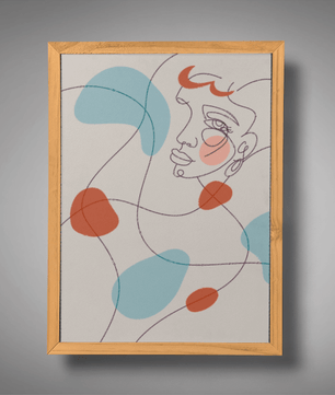 Minimalist abstract face line art with modern organic shapes in soft pastel tones - Mi tienda