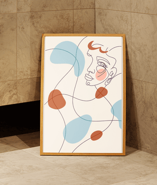 Minimalist abstract face line art with modern organic shapes in soft pastel tones - Mi tienda