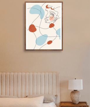 Minimalist abstract face line art with modern organic shapes in soft pastel tones - Mi tienda