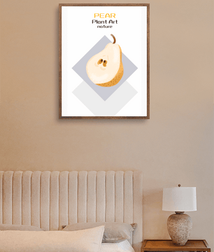 Pear illustration with modern minimalistic design and soft color palette - Mi tienda