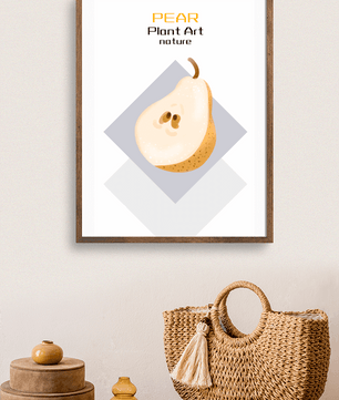 Pear illustration with modern minimalistic design and soft color palette - Mi tienda