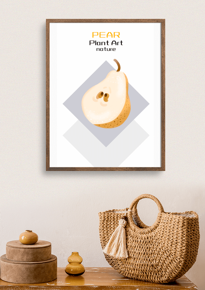 Pear illustration with modern minimalistic design and soft color palette - Mi tienda