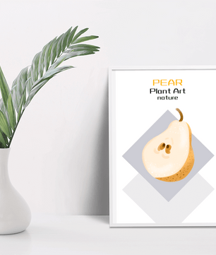 Pear illustration with modern minimalistic design and soft color palette - Mi tienda