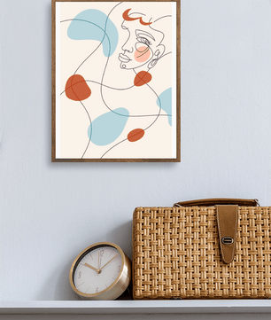 Minimalist abstract face line art with modern organic shapes in soft pastel tones - Mi tienda