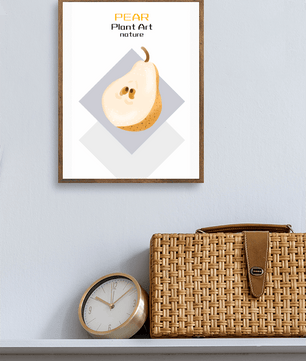 Pear illustration with modern minimalistic design and soft color palette - Mi tienda