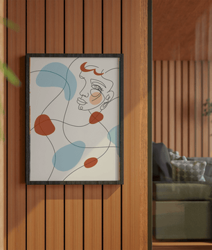 Minimalist abstract face line art with modern organic shapes in soft pastel tones - Mi tienda
