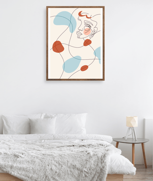 Minimalist abstract face line art with modern organic shapes in soft pastel tones - Mi tienda