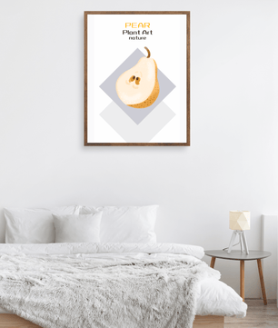 Pear illustration with modern minimalistic design and soft color palette - Mi tienda