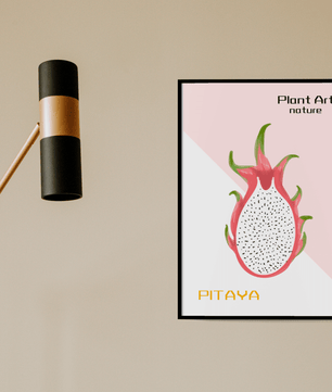 Dragon fruit illustration with modern minimalistic design and pastel background - Mi tienda