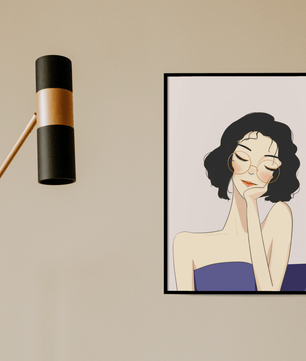 Minimalist modern wall art poster of a stylish woman in glasses | Elegant fashion illustration for home decor - Mi tienda