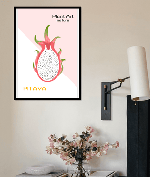 Dragon fruit illustration with modern minimalistic design and pastel background - Mi tienda