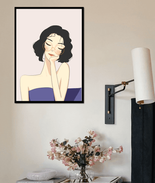 Minimalist modern wall art poster of a stylish woman in glasses | Elegant fashion illustration for home decor - Mi tienda