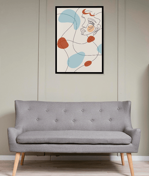 Minimalist abstract face line art with modern organic shapes in soft pastel tones - Mi tienda