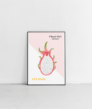 Dragon fruit illustration with modern minimalistic design and pastel background - Mi tienda