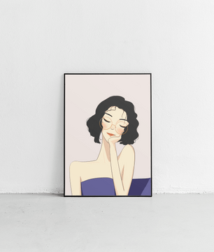 Minimalist modern wall art poster of a stylish woman in glasses | Elegant fashion illustration for home decor - Mi tienda