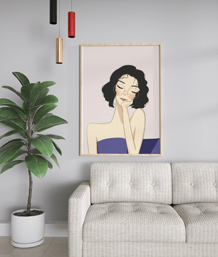 Minimalist modern wall art poster of a stylish woman in glasses | Elegant fashion illustration for home decor - Mi tienda